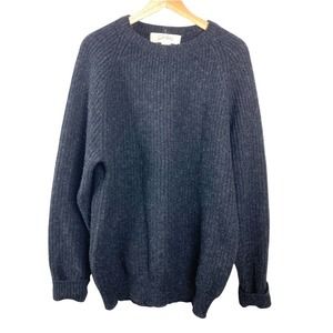 Dimitri Oversized Shetland Wool Gray Crewneck Sweater/ Large